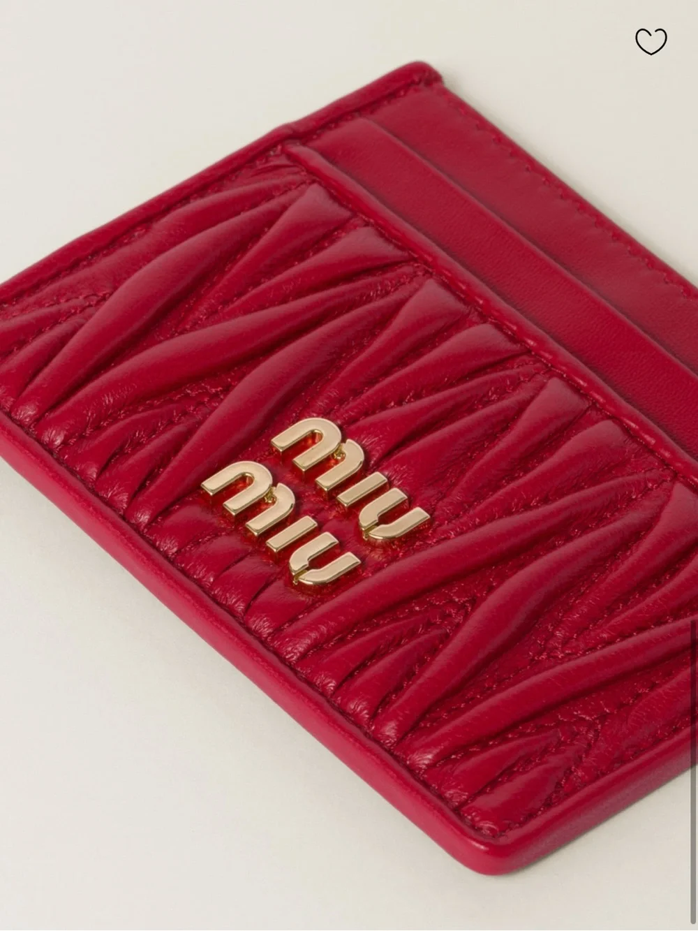 Miu Miu Red Matelassé Leather Card Holder with Gold